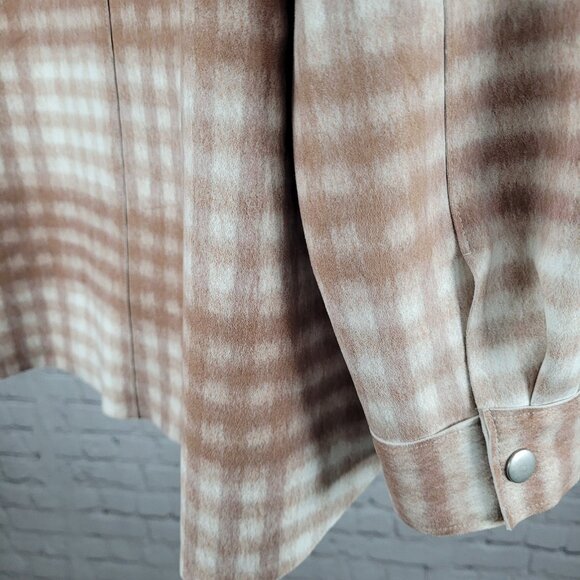 Zara Tan Check Oversized Boxy Snap Up Shacket Lightweight Jacket Size Medium M - Picture 16 of 16